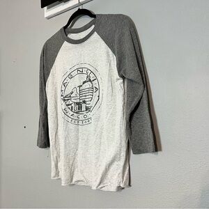 Magnolia Farms Gray Grey White Raglan Baseball Shirt Size Small Waco TX